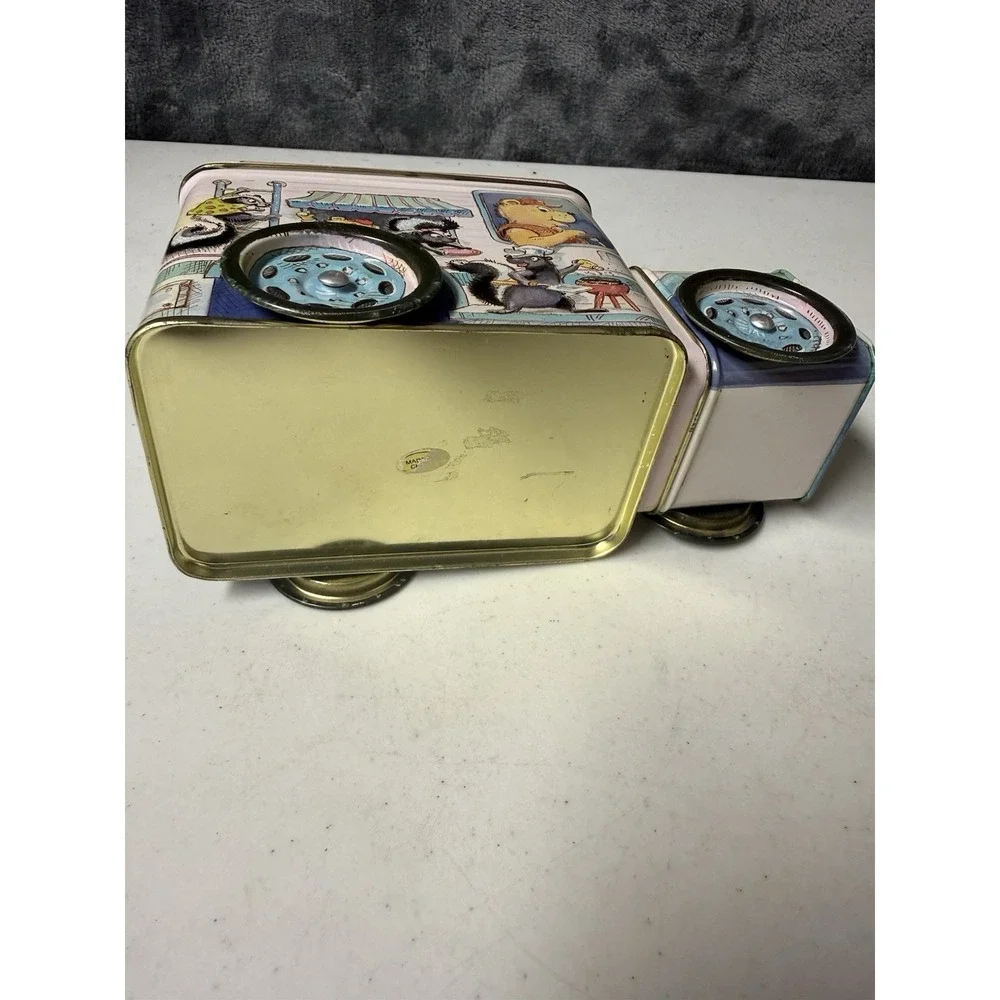 Vintage 1990's Children's Tin Truck Bank and Camping Bear Tin Can - Collectible